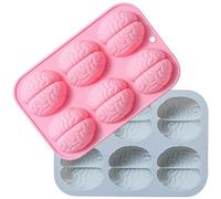 Garneck 2Pcs Brain-Shaped Silicone Mold Set for Chocolate, Cake, Ice Cubes - Blue and Pink, Non-Stick DIY Baking Molds for Party Candy, Fondant, and Chilled Treats