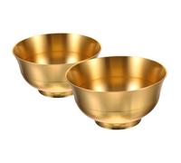 Garneck 2pcs Brass Buddhist Worship Bowls for Water Offering Feng Shui Treasure Basin for Wealth and Luck Vintage Decorative Table Bowls for Home Temple and Wedding Use