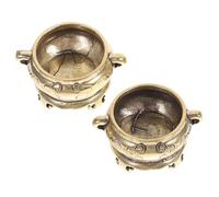 Garneck 2PCS Brass Incense Burner Mini Lotus Shape Home Decoration Incense Holder Sturdy Ornamental Desktop Aromatherapy Accessory