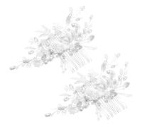 Garneck 2pcs Bridal Hair Combs for Wedding and Parties with Faux Pearls, Silver Alloy and Plastic Material, Elegant Design, Comfortable Wear, Memorable Sparkle Hair Accessories for Women