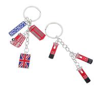 Garneck 2pcs British Flag Keychain Unique Uk Souvenir Keyring with Bus Mailbox Design Durable Charms for Travelers Collectors and Party Favors