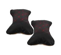 Garneck 2pcs Car Head Pillow Neck Rest PU with Red Stitching Soft Neck Cushion for Driving Comfort and Easy Installation Auto Seat Headrest Pad