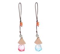 Garneck 2pcs Car Interior Hanging Perfume Bottles Empty Refillable Glass Aroma Pendants for Car Air Fresheners Decorative Blue and Red Diamond-shaped Scent Diffusers