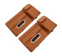 Garneck 2Pcs Car Sunglasses Holder Clip Brown, Universal Automotive Sun Visor Organizer with Eyeglass Storage, Multifunctional Car Visor Case for Sunglasses and Eyewear Storage