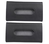 Garneck 2pcs Car Tissue Holder PU Leather Napkin Dispenser for Sun Visor and Seat Back Compact Black Visor Clip Organizer for Travel Tissues and Mask Storage Safe Driving Accessory