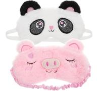 Garneck 2Pcs Cartoon Animal Plush Eye Shade Masks for Sleeping Soft Pink Pig Heart Panda Eye Protectors Skin-Friendly Travel Sleeping for Adults and