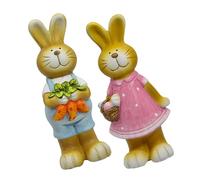Garneck 2pcs Ceramic Bunny Garden Statue Set with Realistic Shape and Fade-resistant Colour, Lovely Rabbit Figurines for Desk Or Car Decoration