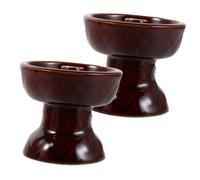 Garneck 2pcs Ceramic Diwali Oil Lamp Holder Vintage Paraffin Butter Light Stand Handmade Hindu Pooja Festival Decoration for Home Temple Office