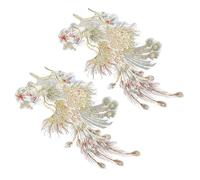 Garneck 2pcs Chinese Bird Animal Embroidered Applique Patches Green Polyester Bead Material Easy to Sew and Skin Friendly for Embellishing Large Bags and Clothes