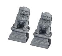 Garneck 2Pcs Chinese Style Guardian Lion Statues Sandstone Micro Landscape Decor Flower Pot Ornaments for Indoor Outdoor Garden Desktop Display