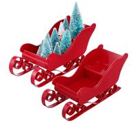 Garneck 2pcs Christmas Sleigh Plastic Santa Sleigh Basket Table Top Christmas Decor Sleigh Figurine Candy Holder Christmas Basket for Empty Decor for Holiday Table Red