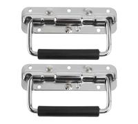 Garneck 2pcs Chrome-Plated Flight Case Handles Folding Spring-Loaded Shell-Free Tool Case Knobs 140x80x43mm for Storage and Carrying