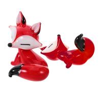 Garneck 2pcs Creative Fox Figurine Mini Glass Fox Ornament Small Animal Statue for Fairy Garden Decorations Cute Cartoon Tabletop Figure for Display