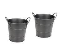 Garneck 2pcs Creative Metal French Fries Buckets Two Handles Portable Pails Ice Container