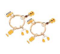 Garneck 2pcs Creative Musical Instrument Key Circle Keychain Set Featuring Violin and Microphone Designs, Lightweight Zinc Alloy Material, Portable and Stylish Accessories for Backpack,