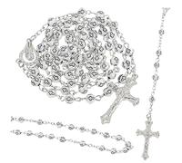 Garneck 2Pcs Crucifix Rosary Beads Necklace Prayer Beaded Necklaces for Men and Women Durable Worship Jewelry with Decorative Cross Charm