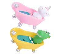 Garneck 2pcs Cute Cartoon Animal Soap Dish Small Bathroom Soap Holder with Drainage Space-saving Compact Design Adorable Dinosaur Unicorn Decor