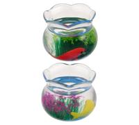 Garneck 2pcs Dollhouse Goldfish Bowl: Miniature Plastic Fish Tank Accessories with Realistic Aquarium Ornaments -dollhouse Scenes Garden Decorations