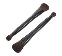 Garneck 2pcs Double-Ended Makeup Brush Set for Blush Contouring and Loose Powder Application, Dual-Sided Smudge and Highlight Brushes for Face, Professional Travel Cosmetic Tools