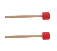 Garneck 2pcs Drum Mallets Foams Drum Stick with Solid Froth Ball Head Wood Handle Non-skid Grip Red for Teaching and School Marching Band