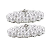 Garneck 2pcs Elegant Rhinestone and Faux Pearl Shoe Charms Removable Floral Cluster Clips for Wedding Party and Casual Clog Accessories Bling Sneaker Embellishments with Shine