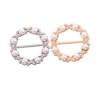 Garneck 2pcs Elegant Zinc Alloy Scarf Clasp with Artificial Pearl Buckle Stylish Clothing Ornament Scarf Fasten Clamp for Women Accessory for Shawls and Wraps