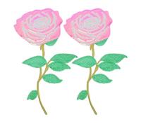 Garneck 2pcs Embroidered Sequins Rose Floral Patches Sew on Rose Sequins Patches Pink Reversible Easy Application Classic Timeless Glamorous for Clothing Special Occasions