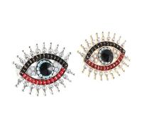 Garneck 2Pcs Evil Eye Brooch Pins for Women, Vintage Turkey Style Rhinestone Lapel Pin, Silver and Gold Tone Jewelry for Holiday Wear and Scarf Shawl Clip