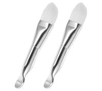 Garneck 2pcs Facial Mask Applicator Double Side Brush and Spoon Design Silver Nylon Aluminum Abs Makeup Tool Suitable for Most Skin Types Personal Use Home Travel