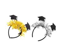 Garneck 2pcs Fashionable Graduation Ceremony Hat Fascinators Hairband Silver Lace Graduation Cap Hair Ornament