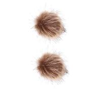 Garneck 2pcs Faux Fox Fuzzy Balls Elastic Loop Decorative Accessories for Shoes Clothes Hats Soft Plush Pom Poms for DIY Fashion Embellishment Brown