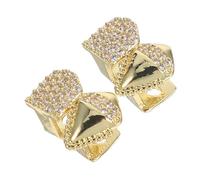 Garneck 2pcs Full Zirconia Tooth Jewel Grills with Mirror Finish Shaped Vampire Fangs for Men and Women Lightweight Halloween Cosplay Accessories Easy to Wear and Remove Gleaming Gothic