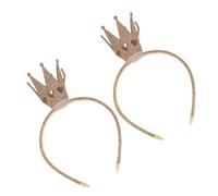 Garneck 2pcs Glitter Queen Birthday Hairband Fabric Crown Headband for Women and Shiny Princess Tiara Hair Hoop for Party Halloween Birthday Costume Accessories