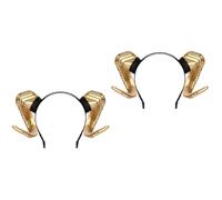 Garneck 2pcs Gold Devil Horns Headband Large Horn Hairband Party Costume Accessory for Halloween Cosplay Fancy Dress