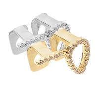 Garneck 2pcs Gold Plated Hip Hop Tooth Caps with Hollow Design Realistic Grills for Rappers and Parties Comfortable Material for Easy Installation and Versatile Style