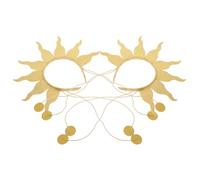 Garneck 2pcs Gold Sunburst Headpiece Greek Goddess Crown Headband Beaded Chain, Princess Hair Band for Bridal, Halloween, Medieval Costume and Lolita Accessories