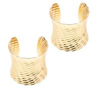 Garneck 2PCS Gold Wide Cuff Bangle Bracelet for Women, Open Grooved Metal Wrist Cuff Jewelry, Adjustable Chunky Statement Armlet Suitable for Daily Wear