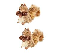 Garneck 2pcs Hand Woven Squirrel Decoration Miniature Christmas Ornament for Desk Cute Craft Adornment for Home and Patio Decor Holiday Animal
