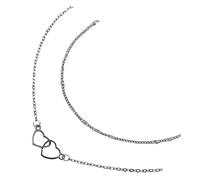 Garneck 2pcs Heart Bracelet for Couples Minimalist Matching Double Layer Chain in Gun Black for Long Distance Relationships
