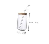 Garneck 2pcs Heat Resistant Glass Can Cups with Bamboo Lids and Straws Transparent Water Tumblers for Cold Drinks Multipurpose Glassware for Home Office and Restaurant Use