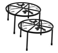 Garneck 2pcs Heavy Duty Metal Chicken Feeder Holder with Removable Legs Round Waterer Stand for Indoor and Outdoor Poultry Coop Use