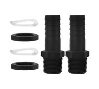 Garneck 2pcs Heavy Duty Plastic Bulkhead Fittings Threaded Water Tank Connectors with Seal Gasket for Garden Hose and Rain Barrel Tubular Water Containers