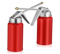 Garneck 2pcs High Pressure Manual Pump Oiling Can Red Portable Oil Dispenser for Automotive Easy Operation Oiler Can for Precise Oil and Maintenance Tasks