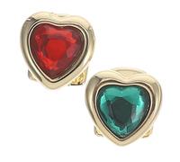 Garneck 2pcs Hip Hop Teeth Jewelry Grills with Heart Shaped Red Green Acrylic Rhinestones Sturdy Comfortable Fake Teeth Accessory for Men Women Rapper Costume Party