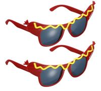 Garneck 2pcs Hot Dog Shape Party Glasses Funny Eye Wear for Themed Events Easy to Store Comfortable Fit Made of Material for Performances and Photos