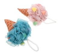 Garneck 2pcs Ice Cream Bath Balls Elastic Adorable Shower Loofah Sponges Household Bath Accessory for Bathroom