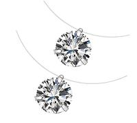Garneck 2pcs Invisible Fish Wire Necklaces with Zircon Pendant Dainty Jewelry for Women for Birthdays Parties Anniversaries Unique Eye Catching Design