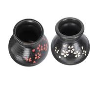 Garneck 2Pcs Japanese Sashimi Dry Ice Ceramic Cups for Sushi Serving Practical Small Slope Mouth Containers with Blossom Design for Home Restaurants and Parties