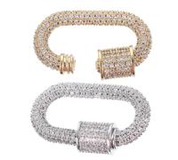 Garneck 2pcs Jewelry Link Connector Clasp Copper Screw Lock for DIY Necklaces and Bracelets Unique Shape Jewelry Making Accessory Durable and Practical Buckle Gold and Silver Colors