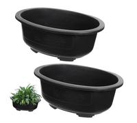 Garneck 2pcs Large Capacity Oval Flower Pot for Home Use Modern Bonsai Cultivation Pot with Drainage for Living Rooms Bedrooms and Kitchens for Orchids and Flowers